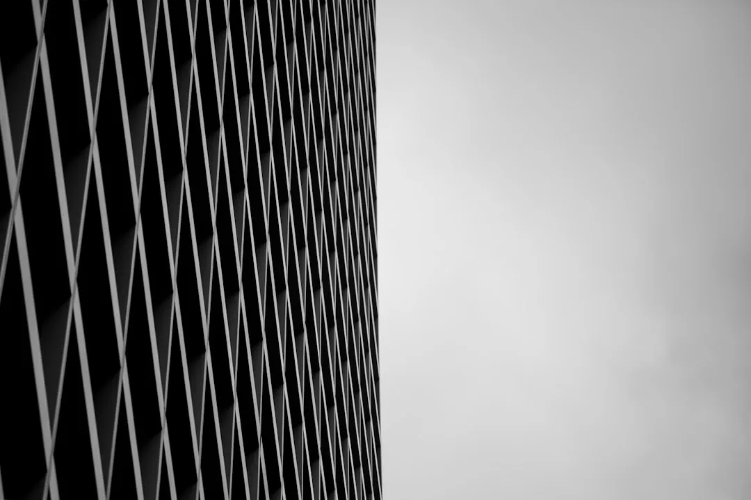 a black and white photo of a tall building