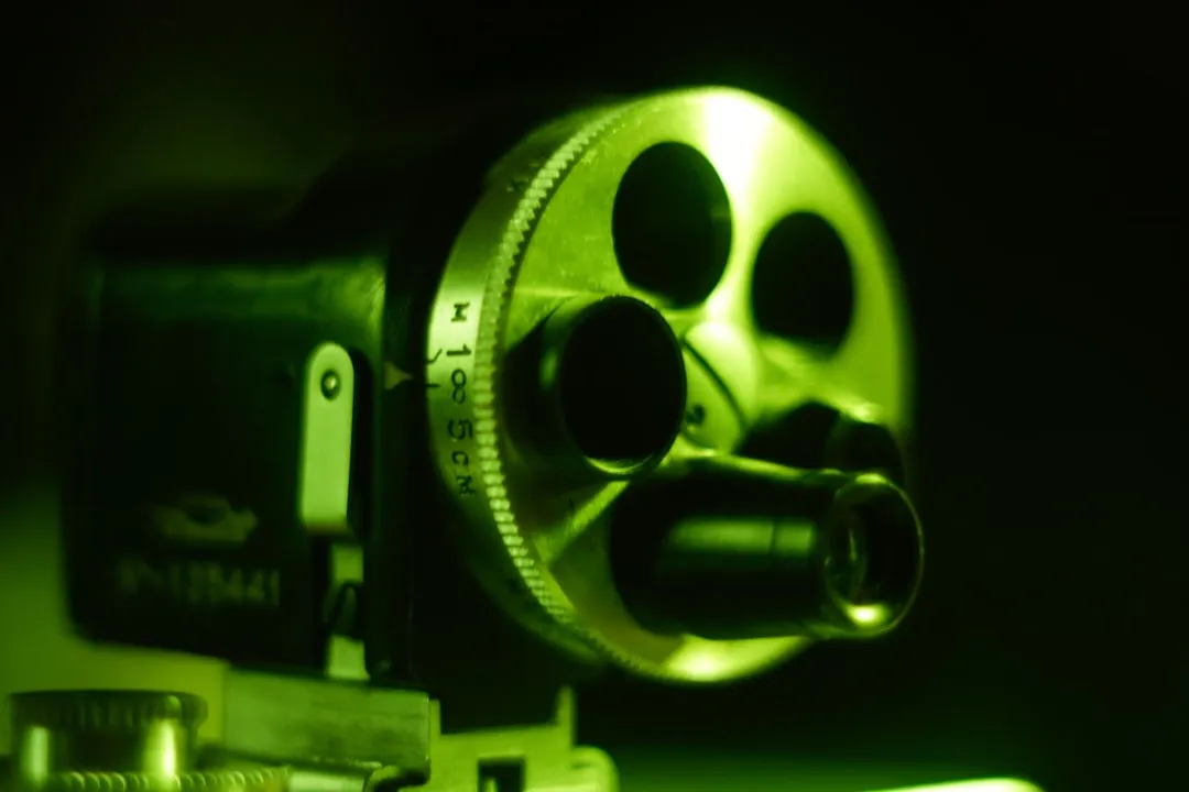 a close up shot of a movie projector