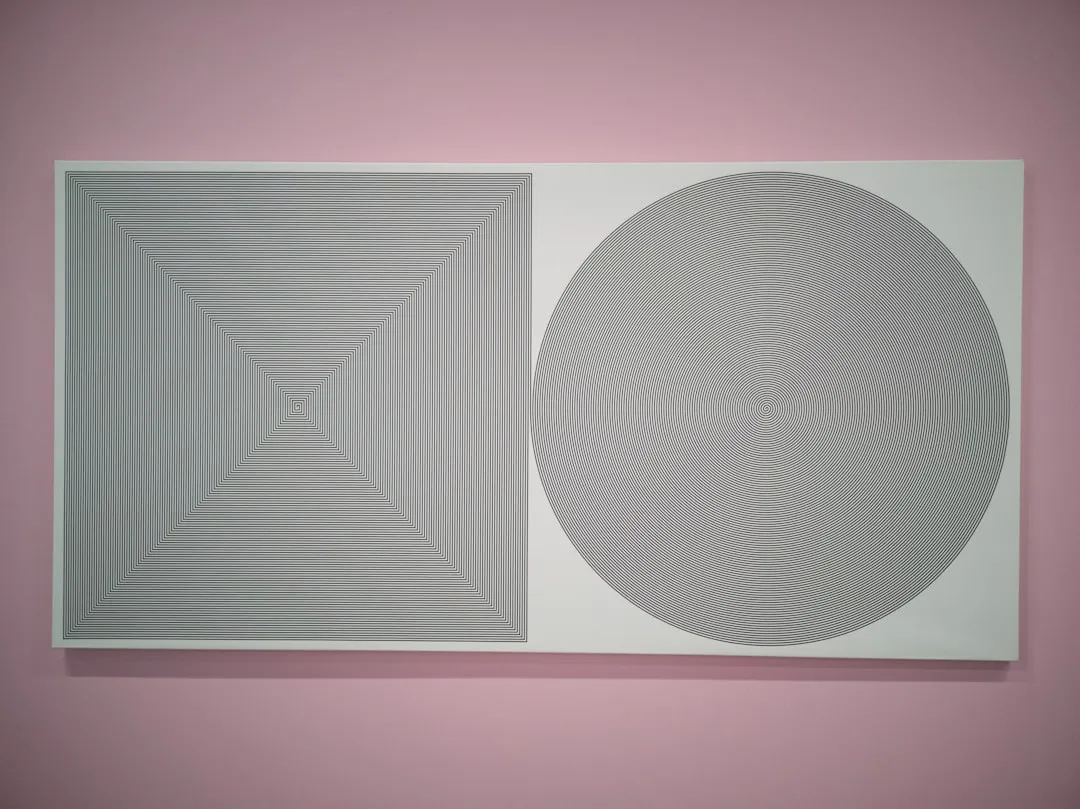 round gray and pink illustration