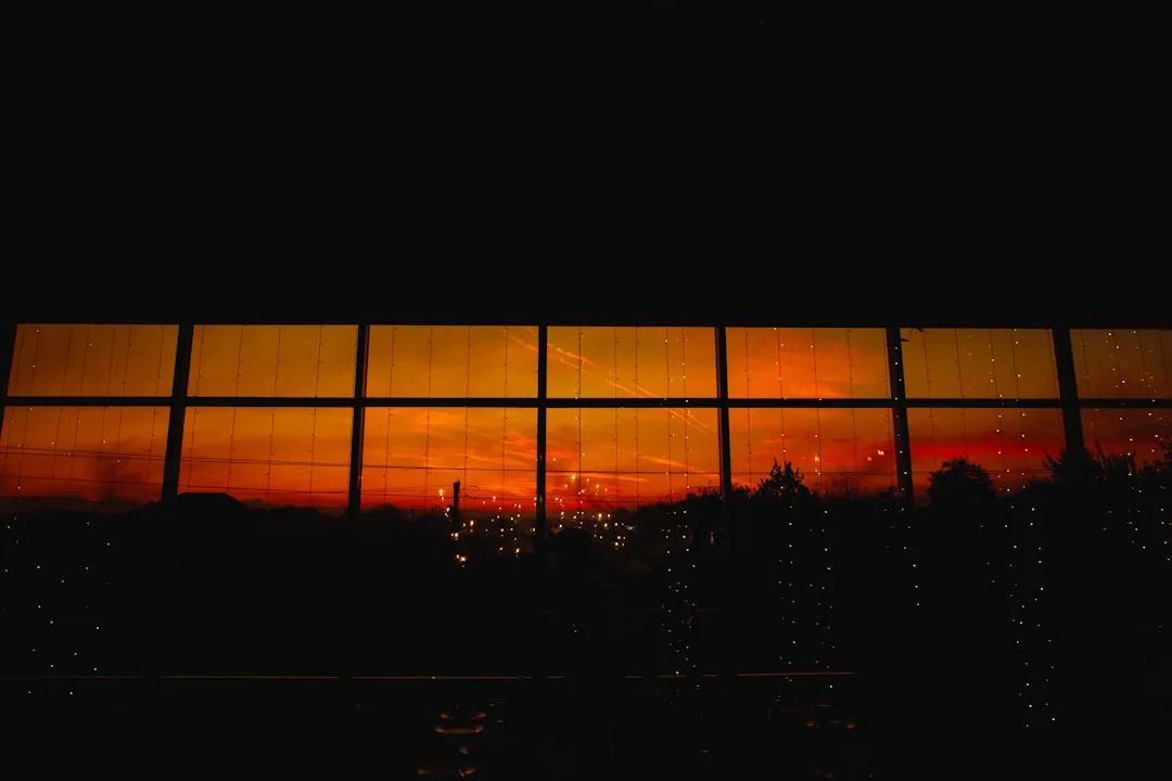 a sunset over a city