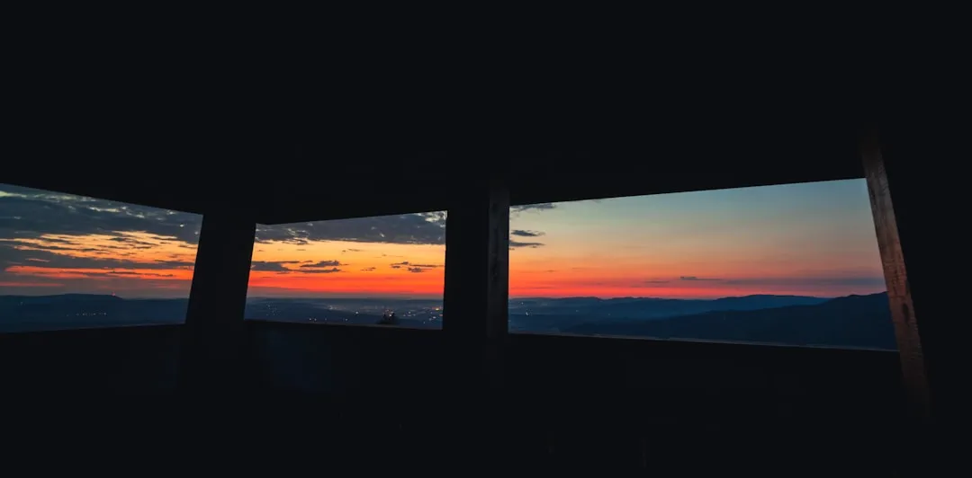 a view of a sunset out of a window