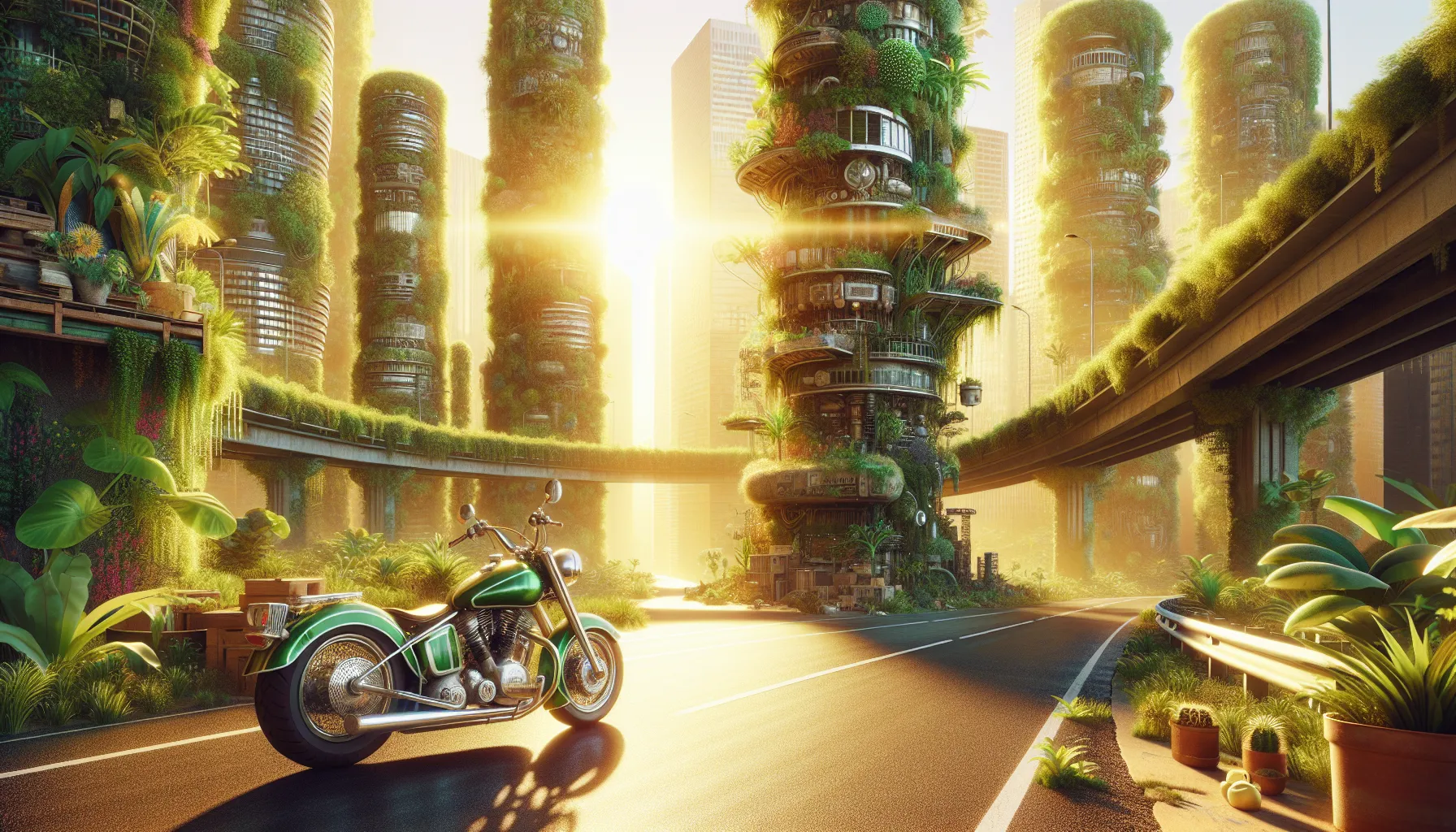 Solarpunk style illustration