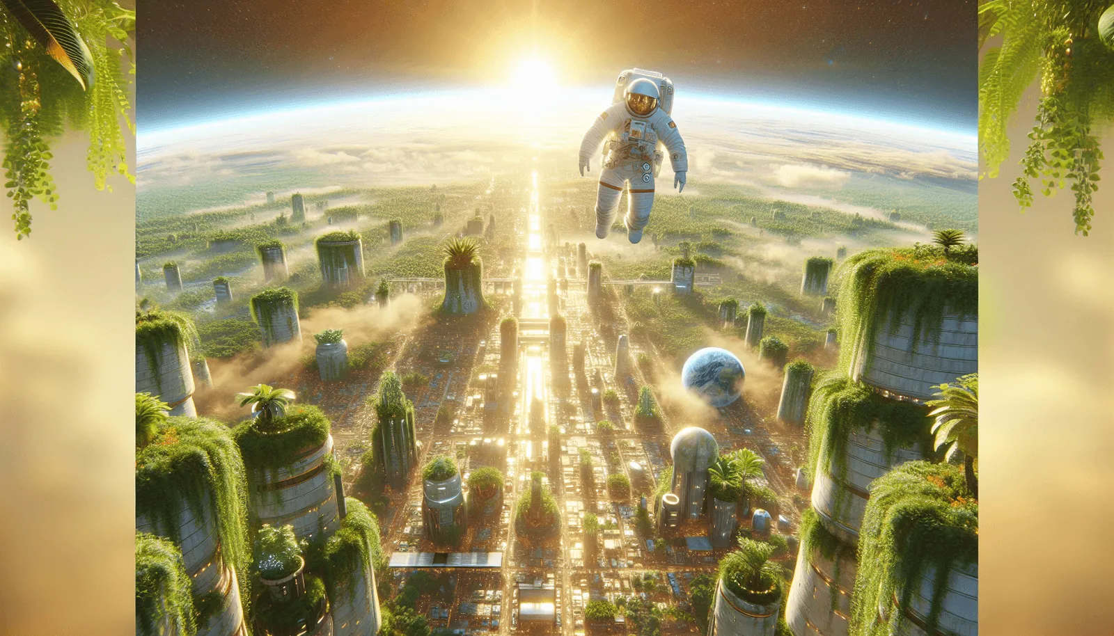 Solarpunk style illustration