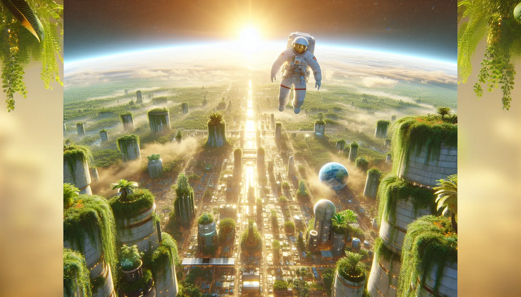 Solarpunk style illustration