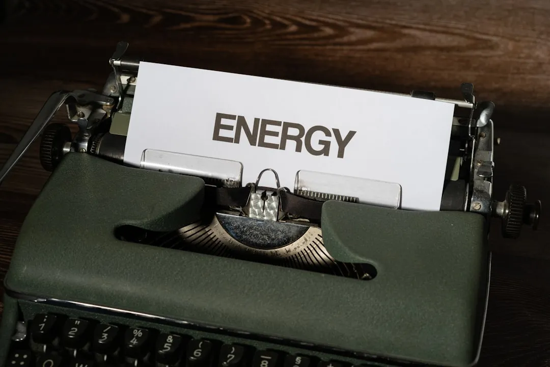 a close up of a typewriter with a sign on it
